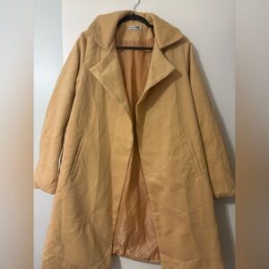Women’s Long Wool-Blend Coat in Camel